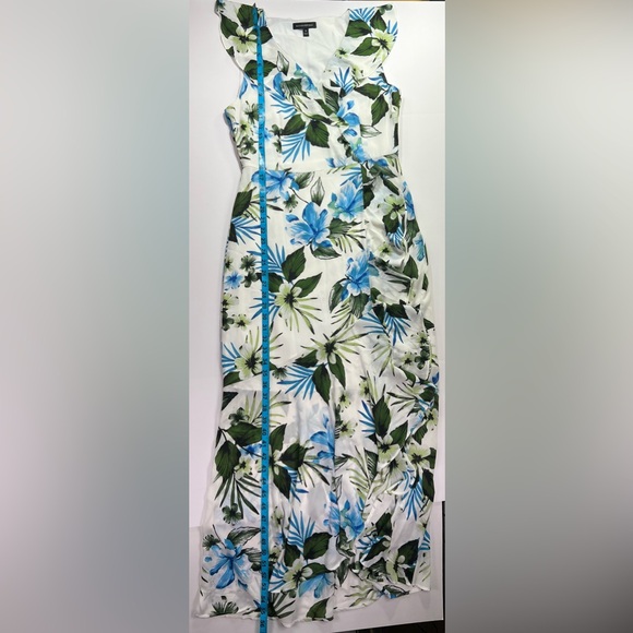 Banana Republic Floral High Low Maxi Dress - white/green/blue, size 8 - Picture 8 of 11
